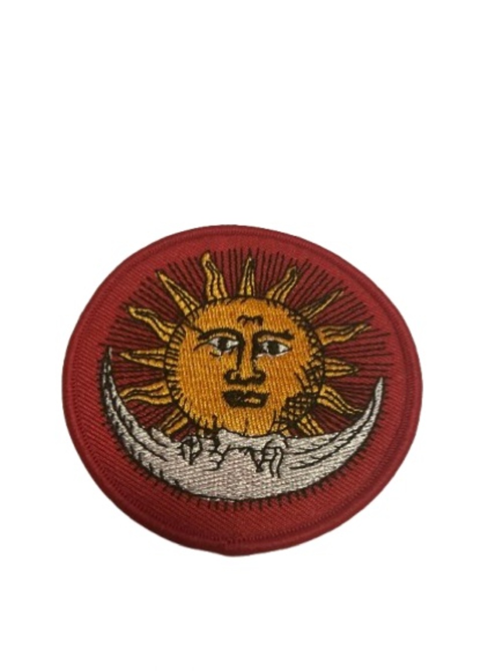 Sun & Moon Embroidered Patch 3” Round Celestial Boho Hippie Sew On Applique